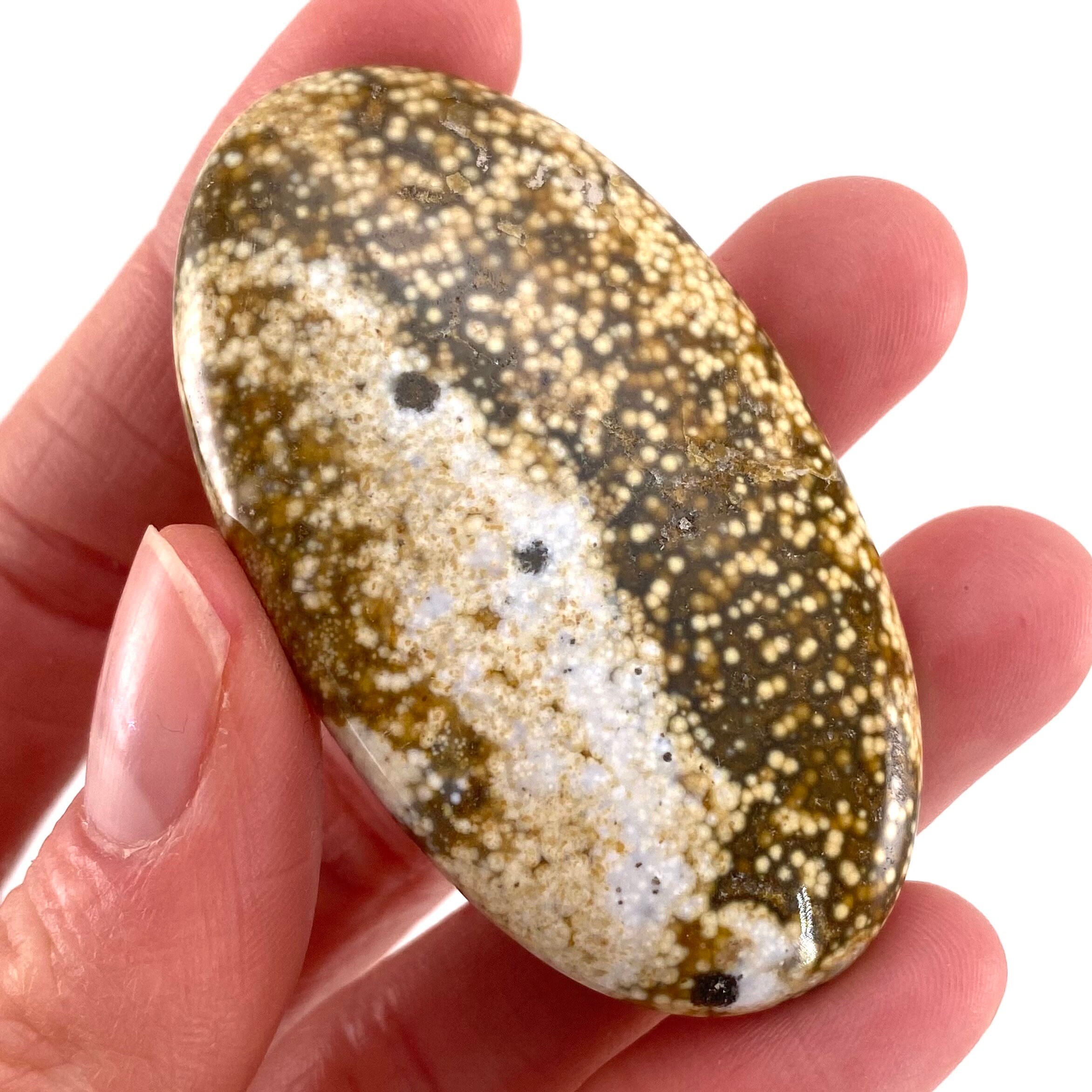 Orbicular Ocean Jasper Cabochon | Gemstone Crystal (58 X 32 Mm) Orbicular Ocean Jasper Cabochon | Gemstone Crystal (58 X 32 Mm)