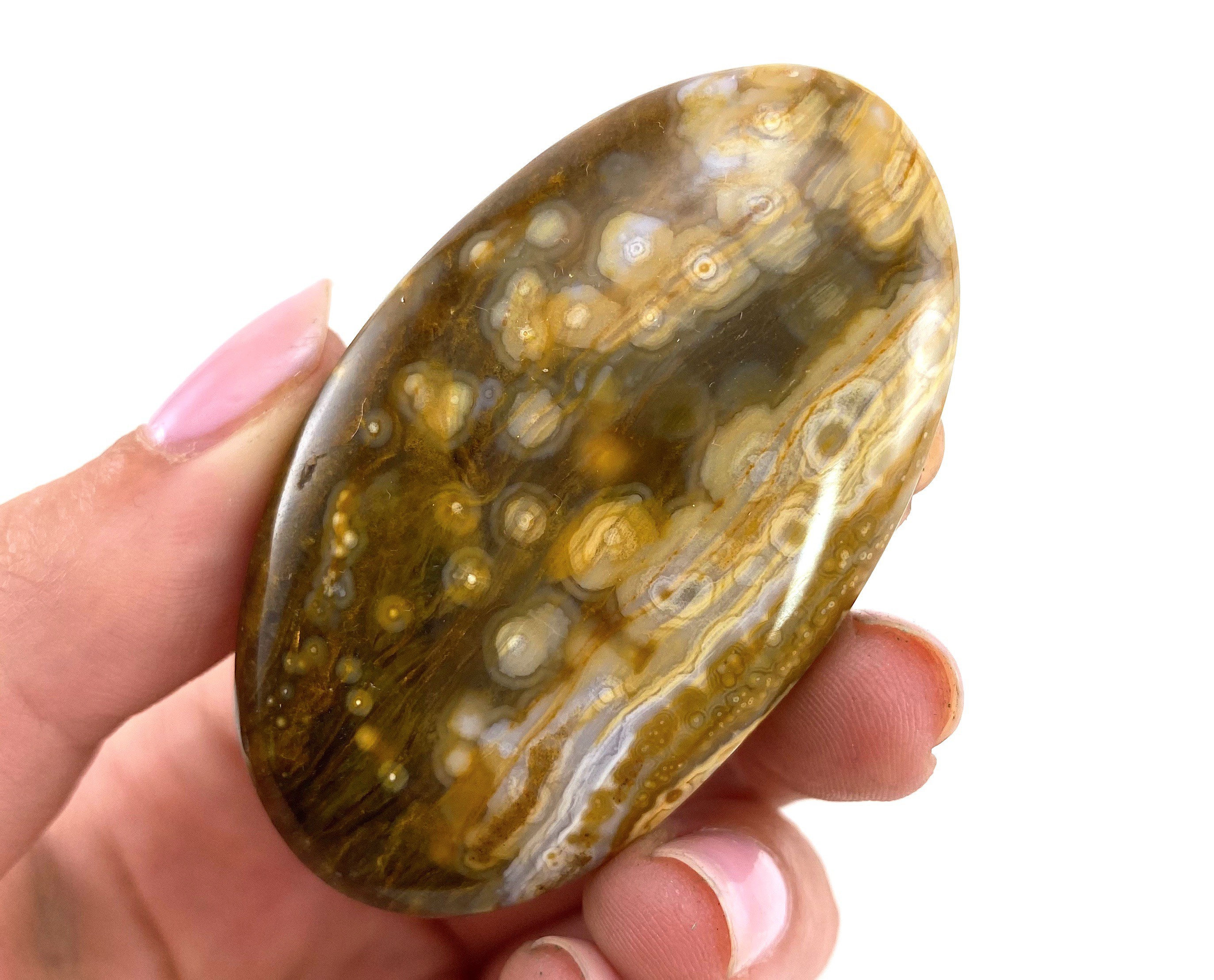 Orbicular Ocean Jasper Cabochon | Polished Gemstone (60x36mm) Orbicular Ocean Jasper Cabochon | Polished Gemstone (60x36mm)