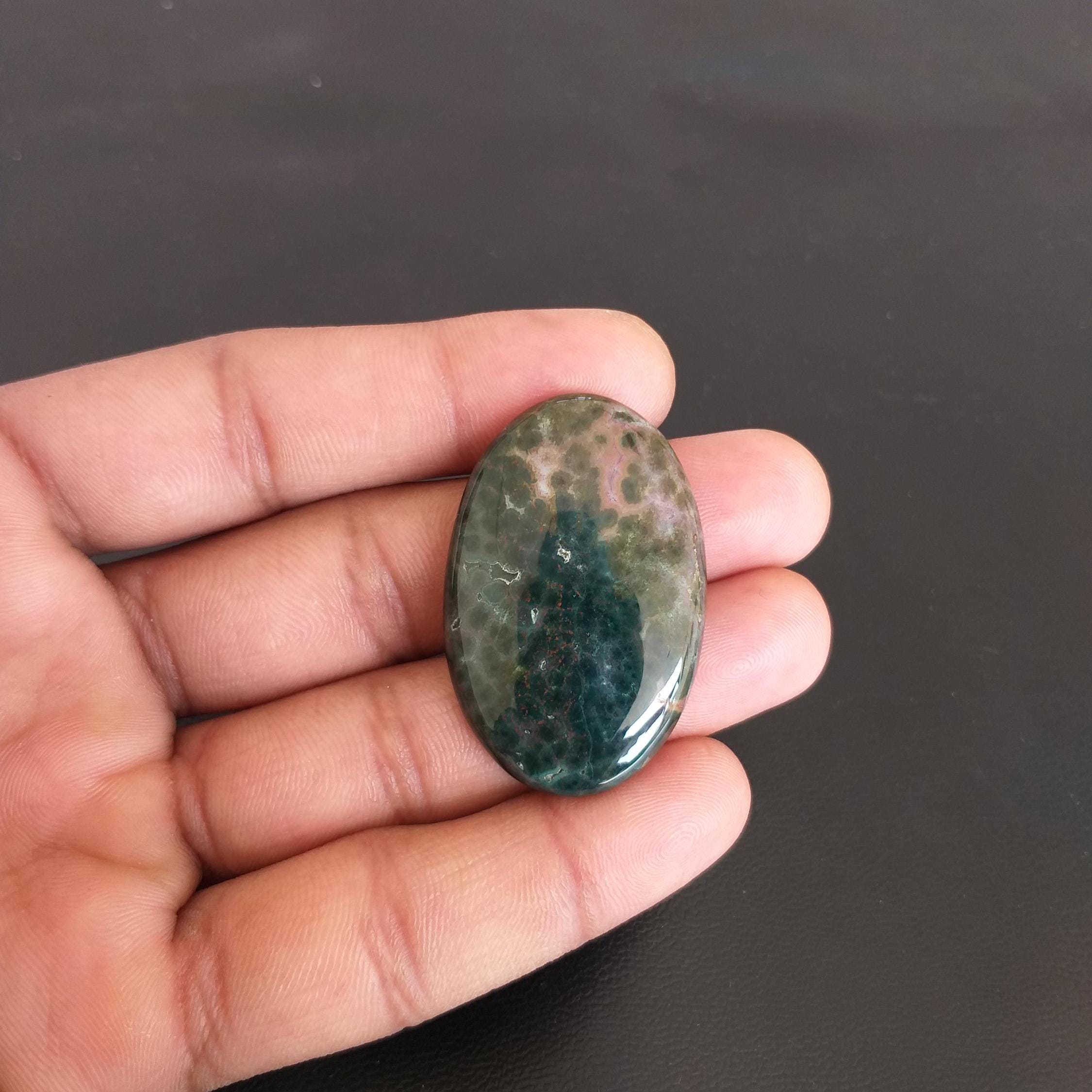 Ocean Jasper Cabochon: Oval Stone For Pendant, 52.5 Carat