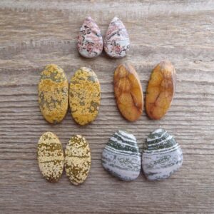 Pair Ocean Jasper Cabochons, Matched Pairs Cabs, Natural Gemstone Pair, Multicolor Jasper Loose Stone