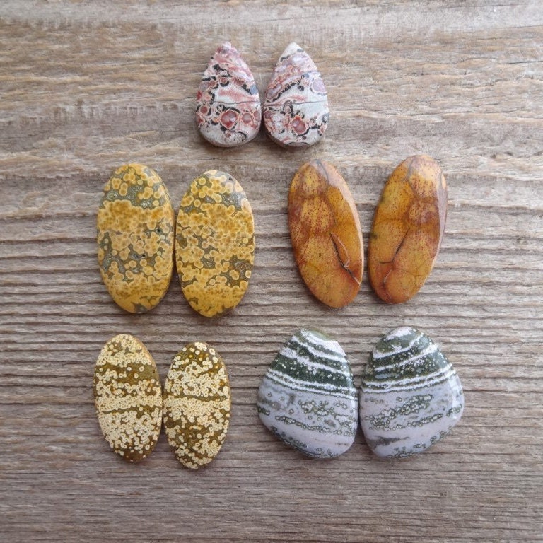 Pair Ocean Jasper Cabochons, Matched Pairs Cabs, Natural Gemstone Pair, Multicolor Jasper Loose Stone Pair Ocean Jasper Cabochons, Matched Pairs Cabs, Natural Gemstone Pair, Multicolor Jasper Loose Stone