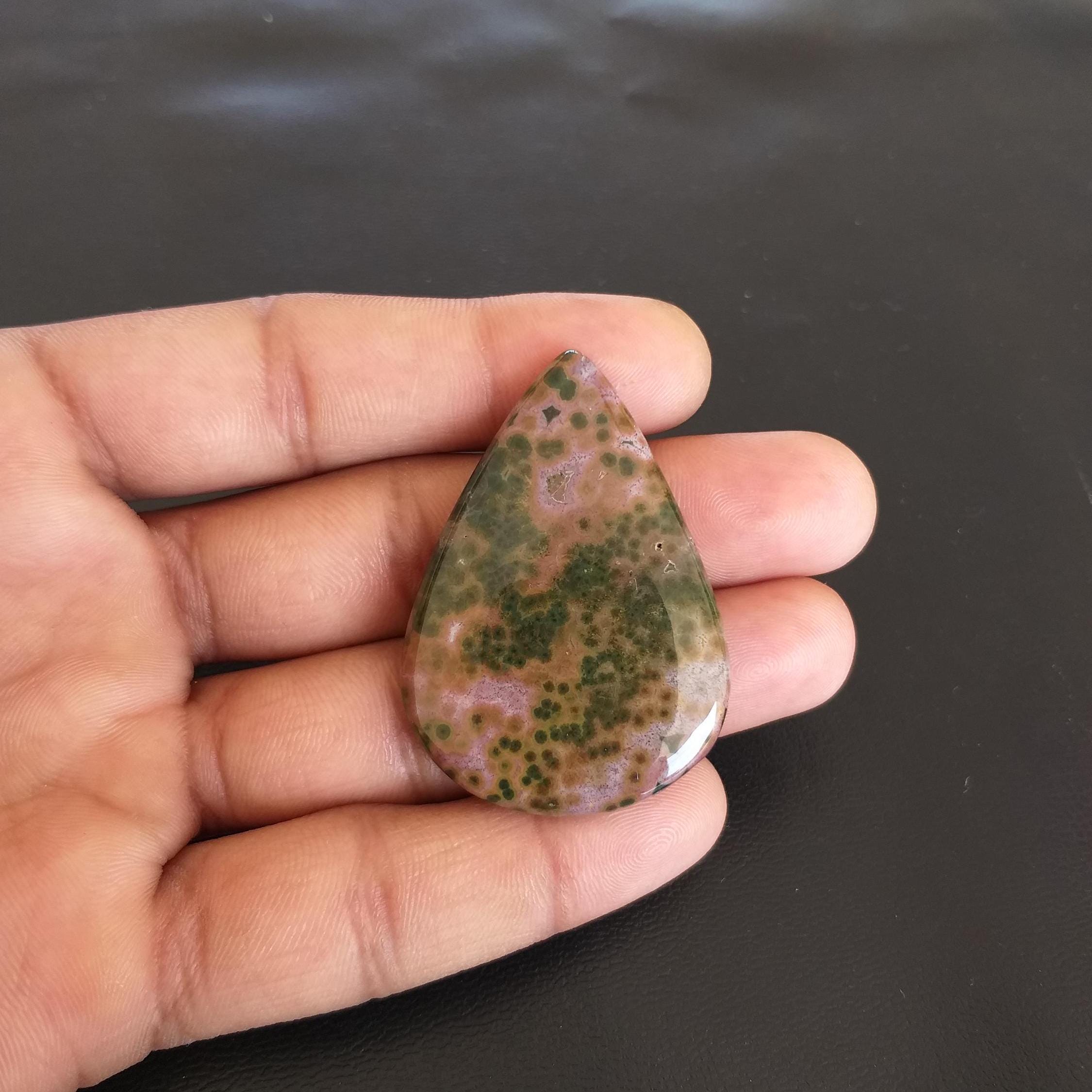 Pear Ocean Jasper Cabochon: 67.5 Carat Gemstone (49x34x6 Mm Pear Ocean Jasper Cabochon: 67.5 Carat Gemstone (49x34x6 Mm