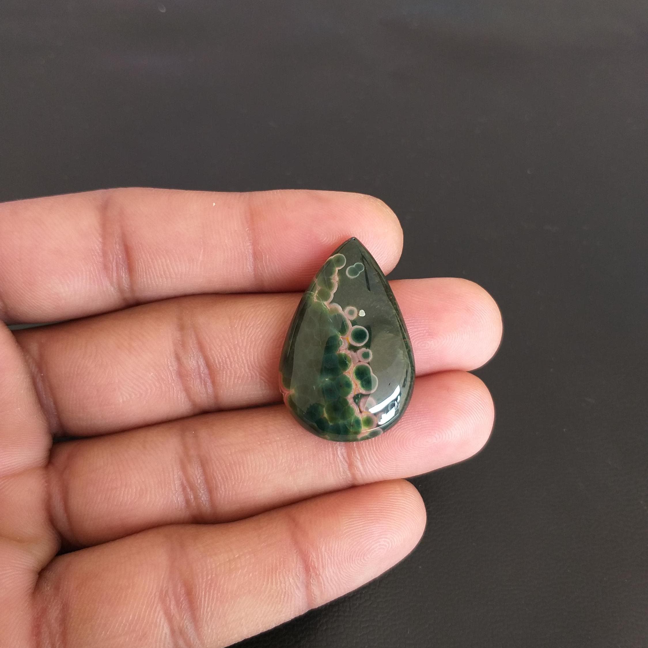 Pear Shape Ocean Jasper Cabochon: Aaa Grade Gemstone (32x21x6 Mm, 27.5 Carat