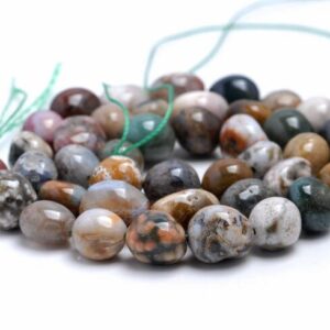 8-10mm Ocean Jasper Gemstones Pebble Nugget Loose Beads (d186)