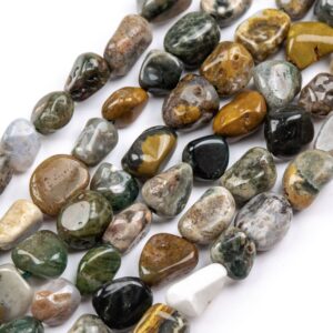 Genuine Natural Ocean Jasper Loose Beads Grade Aa Pebble Nugget Shape 7-9mm