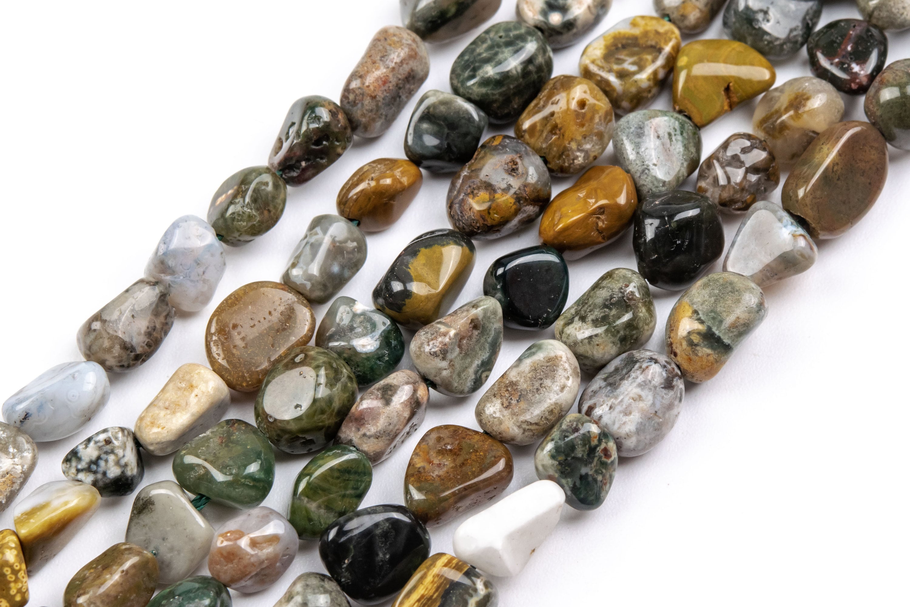 Genuine Natural Ocean Jasper Loose Beads Grade Aa Pebble Nugget Shape 7-9mm