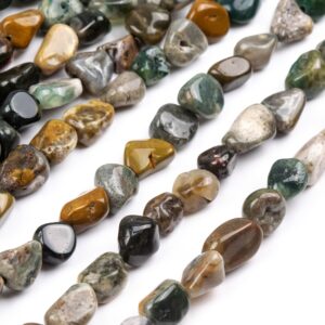 Genuine Natural Ocean Jasper Gemstone Beads 7-9mm Multicolor Pebble Nugget Aa Quality Loose Beads (108418)
