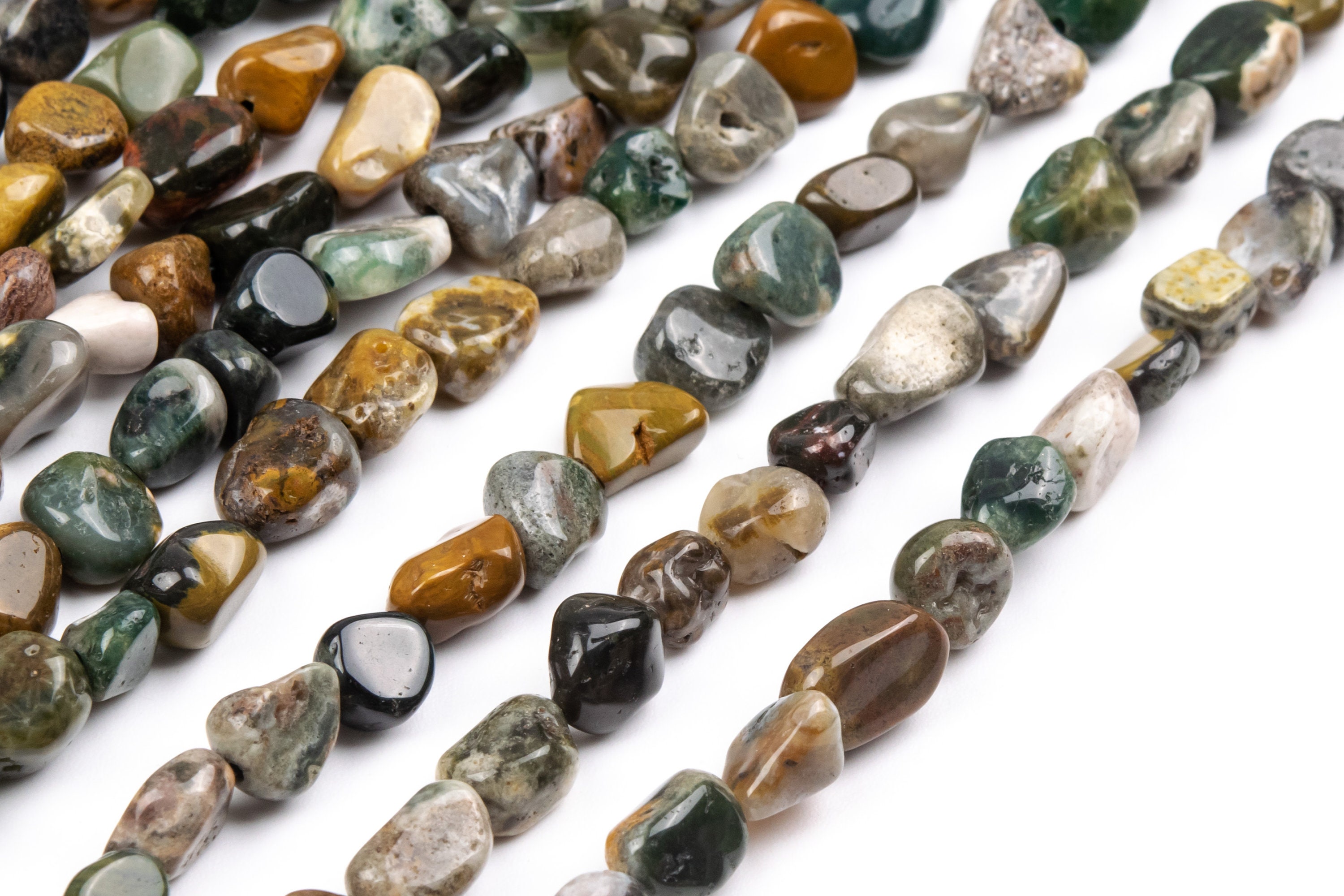 Genuine Natural Ocean Jasper Gemstone Beads 7-9mm Multicolor Pebble Nugget Aa Quality Loose Beads (108418)