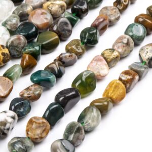 Genuine Natural Ocean Jasper Gemstone Beads 8-10mm Multicolor Pebble Nugget Aa Quality Loose Beads (108535)