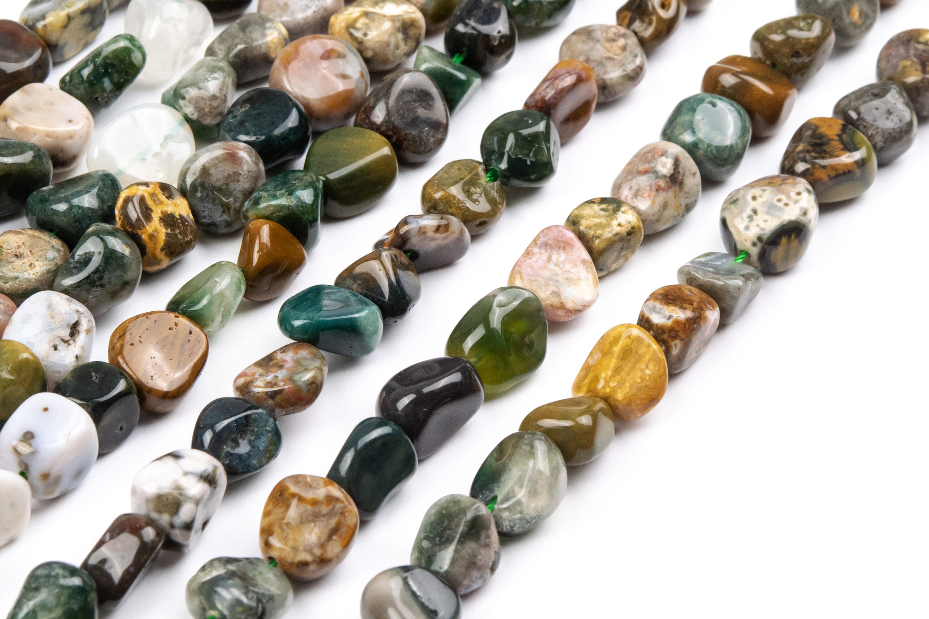 Genuine Natural Ocean Jasper Gemstone Beads 8-10mm Multicolor Pebble Nugget Aa Quality Loose Beads (108535)