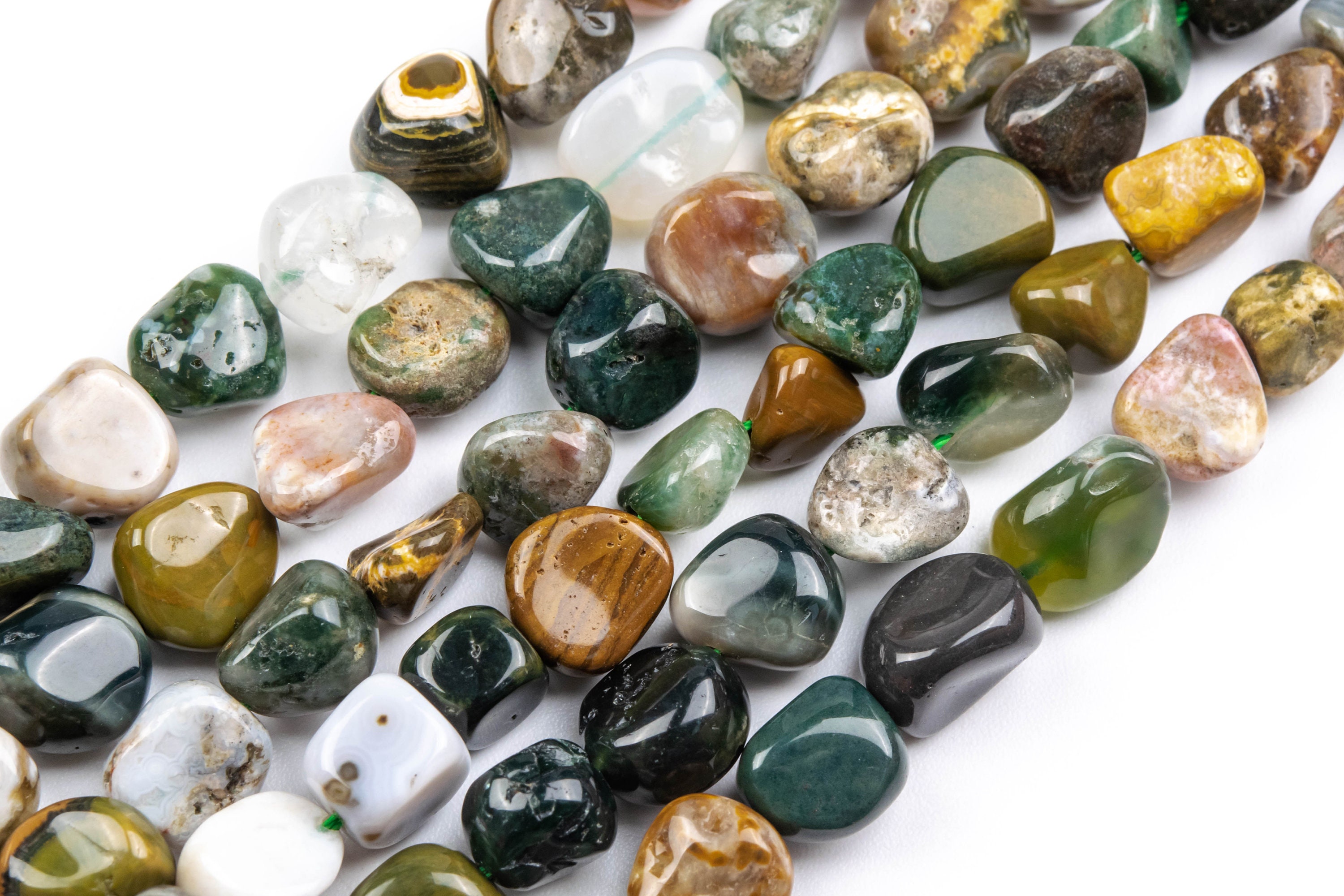 Genuine Natural Ocean Jasper Loose Beads Grade Aa Pebble Nugget Shape 8-10mm