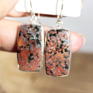 Ocean Jasper 925 Silver Dangling Earrings: Colorful Stone Hooks