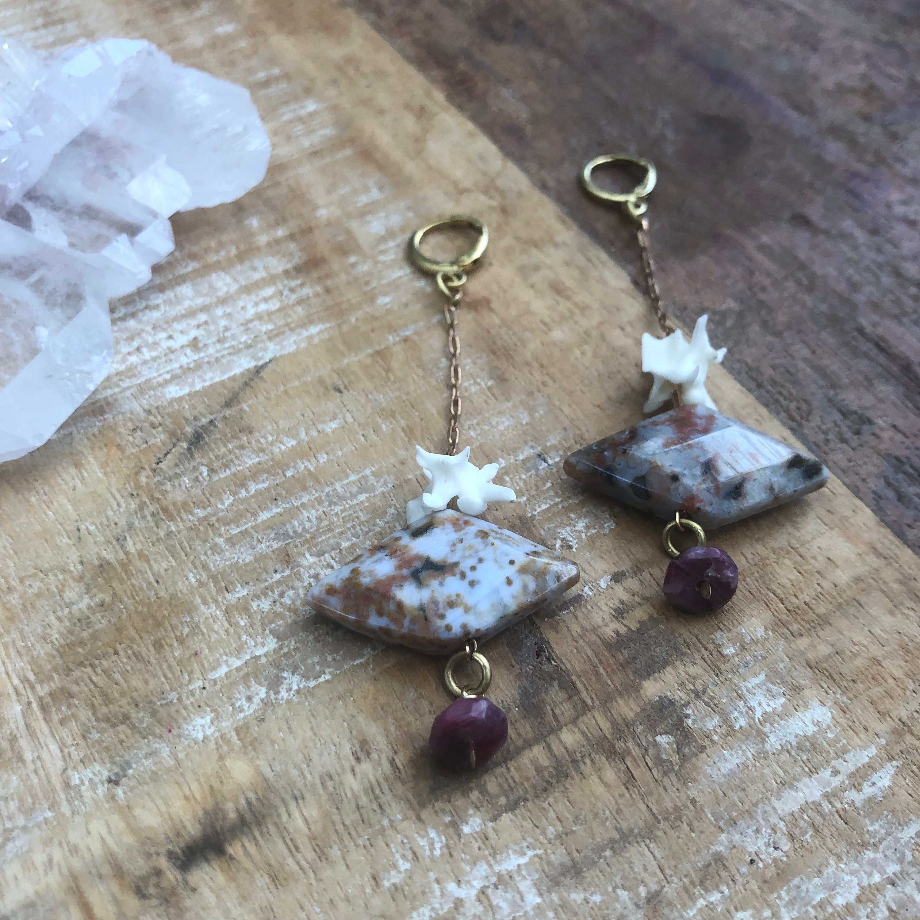 Ocean Jasper And Snake Vertabrae Earrings Ocean Jasper And Snake Vertabrae Earrings