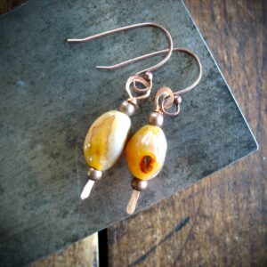 Ocean Jasper Copper Gemstone Earrings Jewelry Handmade In The Usa