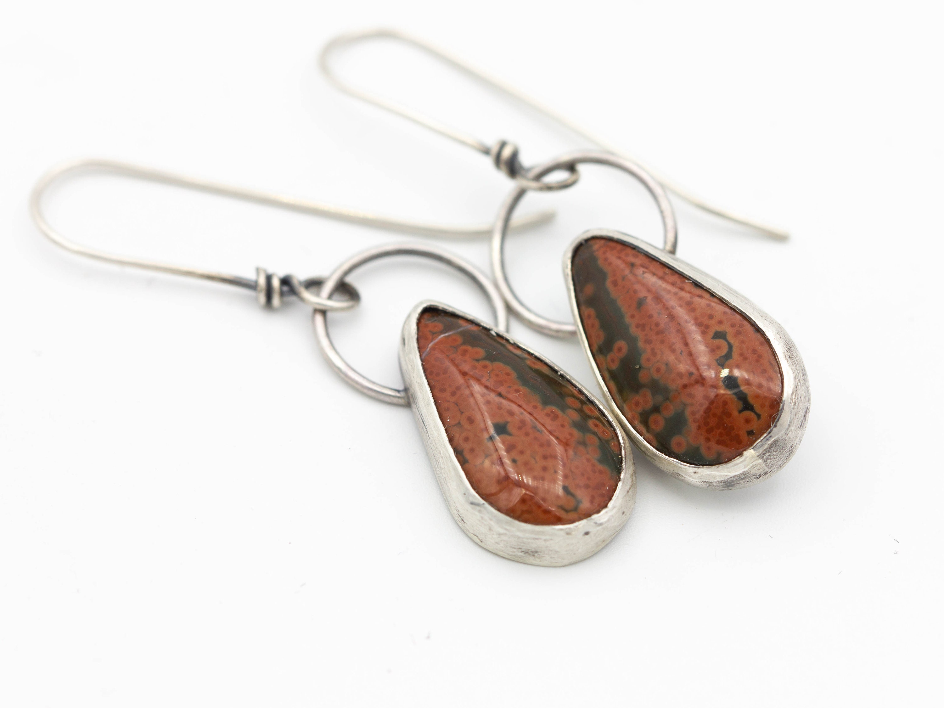 Ocean Jasper Drop Earrings Sterling Silver