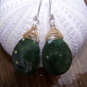 Faceted Ocean Jasper Earrings, 14k Gold Filled, Sterling Silver