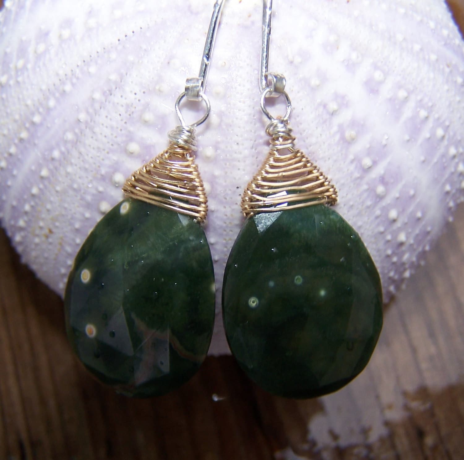 Faceted Ocean Jasper Earrings, 14k Gold Filled, Sterling Silver