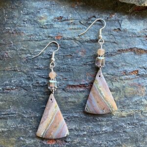 Ocean Jasper Gemstone Drop Earrings - Sterling Silver  Earrings - Handmade OOAK Earrings