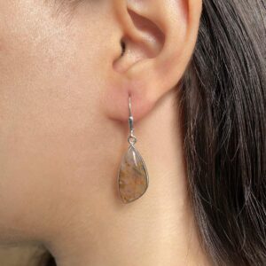 Ocean Jasper Leverback Earring / 925 Sterling Silver / Healing Gemstone / Gifts for her / Ocean Jasper Jewelry / Statement Earring OCJ-E-7.