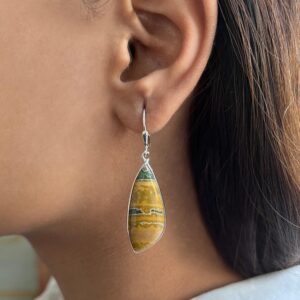 Ocean Jasper Leverback Earring / 925 Sterling Silver / Healing Gemstone / Gifts for her / Ocean Jasper Jewelry / Statement Earring OCJ-E-43.