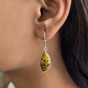 Ocean Jasper Leverback Earring / 925 Sterling Silver / Healing Gemstone / Gifts for her / Ocean Jasper Jewelry / Statement Earring OCJ-E-31.