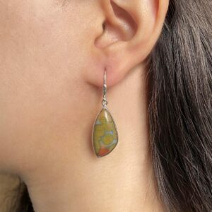 Ocean Jasper Leverback Earring / 925 Sterling Silver / Healing Gemstone / Gifts for her / Ocean Jasper Jewelry / Statement Earring OCJ-E-16.