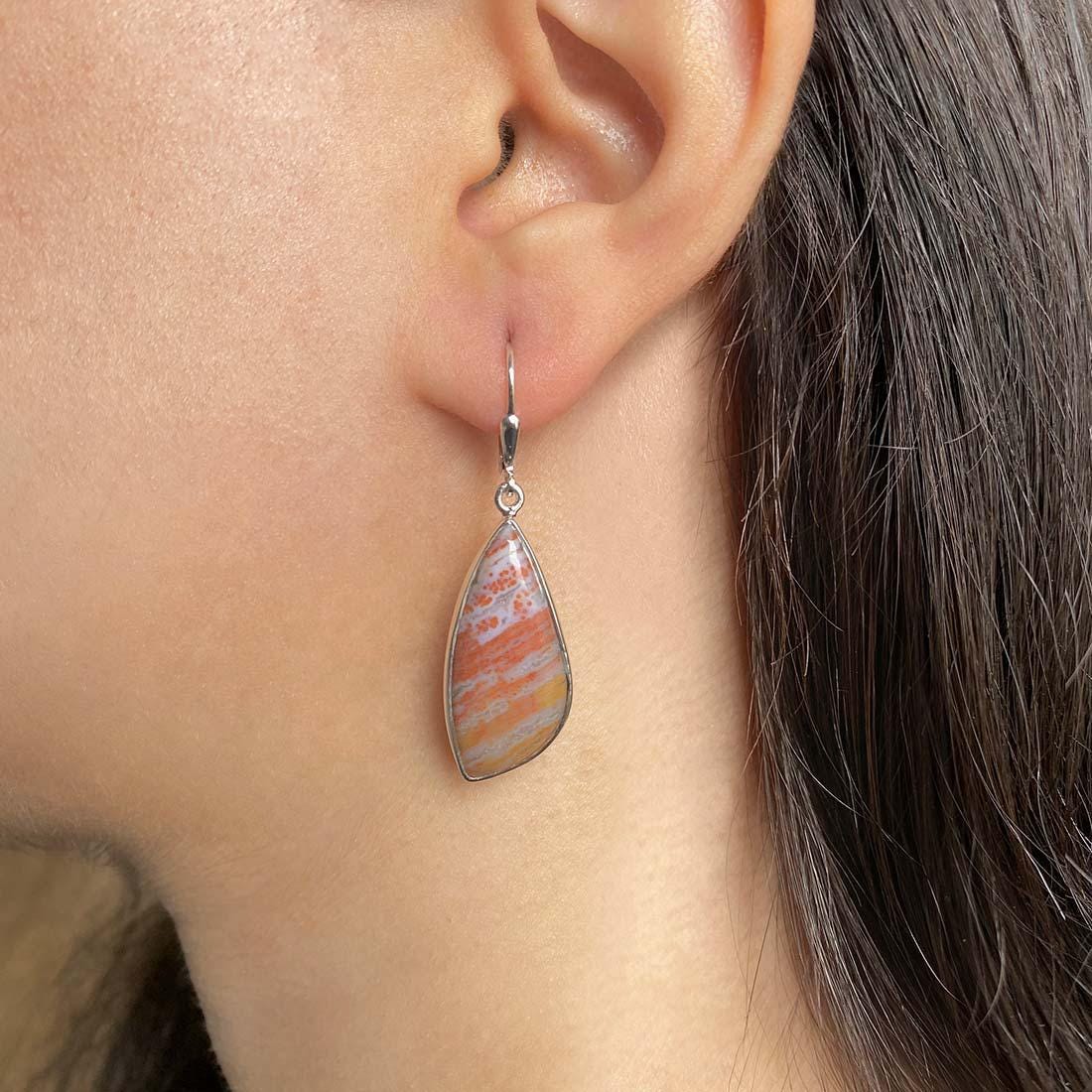 Ocean Jasper Leverback Earring / 925 Sterling Silver / Healing Gemstone / Gifts For Her / Ocean Jasper Jewelry / Statement Earring Ocj-e-23.