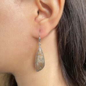 Ocean Jasper Leverback Earring / 925 Sterling Silver / Healing Gemstone / Gifts for her / Ocean Jasper Jewelry / Statement Earring OCJ-E-21.