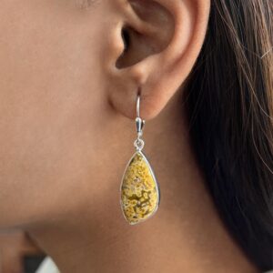 Ocean Jasper Leverback Earring / 925 Sterling Silver / Healing Gemstone / Gifts for her / Ocean Jasper Jewelry / Statement Earring OCJ-E-38.