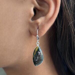 Ocean Jasper Leverback Earring / 925 Sterling Silver / Healing Gemstone / Gifts for her / Ocean Jasper Jewelry / Statement Earring OCJ-E-30.