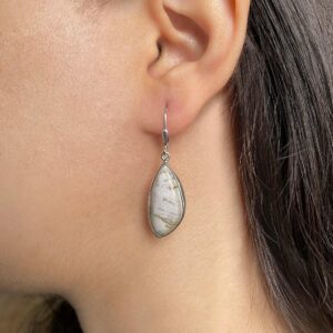 Ocean Jasper Leverback Earring / 925 Sterling Silver / Healing Gemstone / Gifts for her / Ocean Jasper Jewelry / Statement Earring OCJ-E-10.