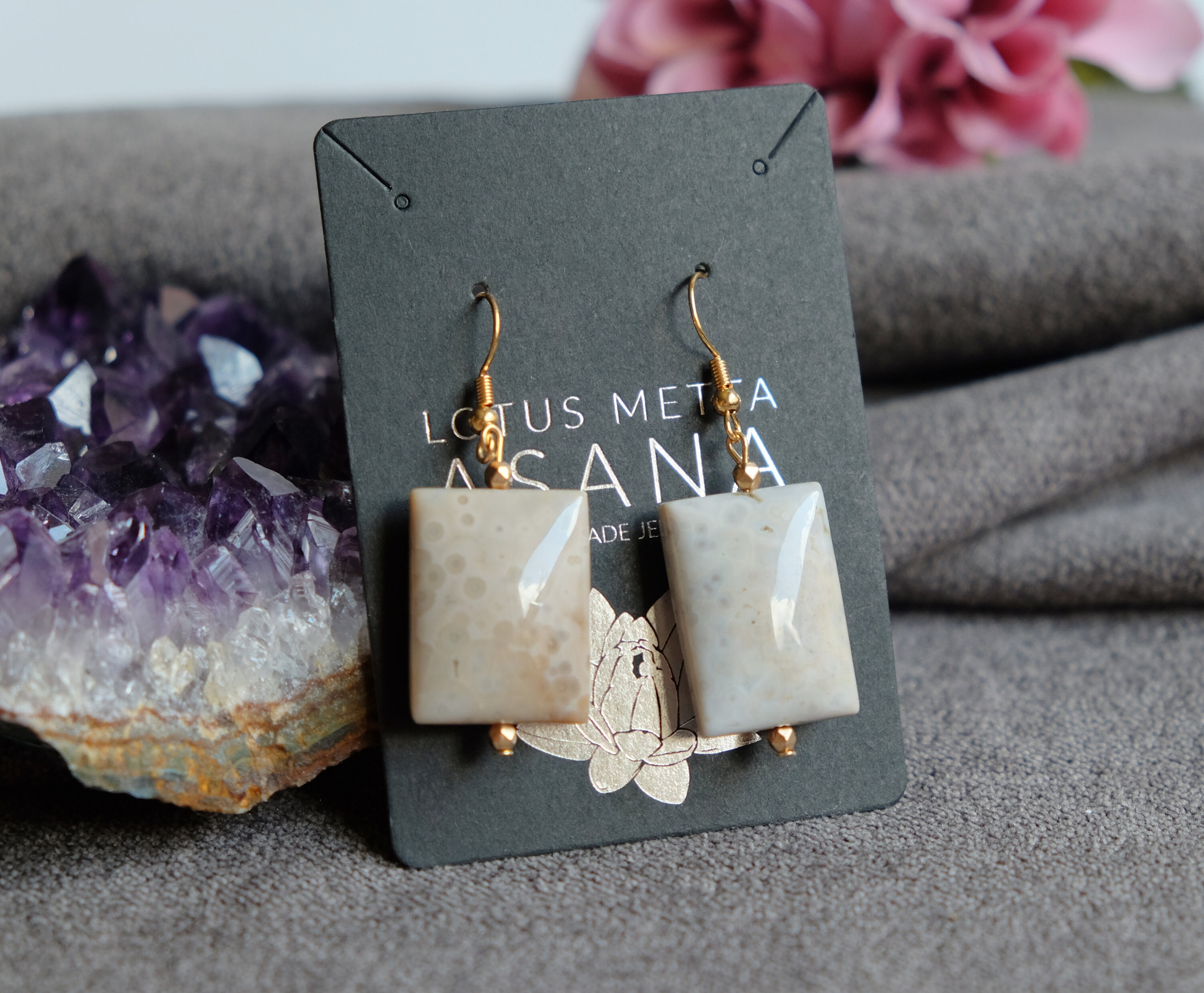 Orbicular Ocean Jasper Dangle Earrings Puffy Rectangle 0.9'' X 0.6'' Gold Plated Ear Wires Adaptogenic Stone Orbicular Ocean Jasper Dangle Earrings Puffy Rectangle 0.9'' X 0.6'' Gold Plated Ear Wires Adaptogenic Stone
