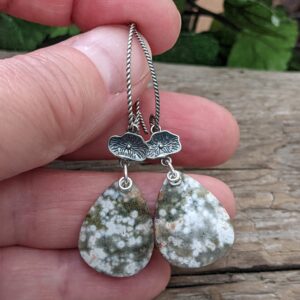 Ocean Jasper Teardrop Earrings, Sterling Silver Dangle Earrings, Boho Jewelry, Gift For Her