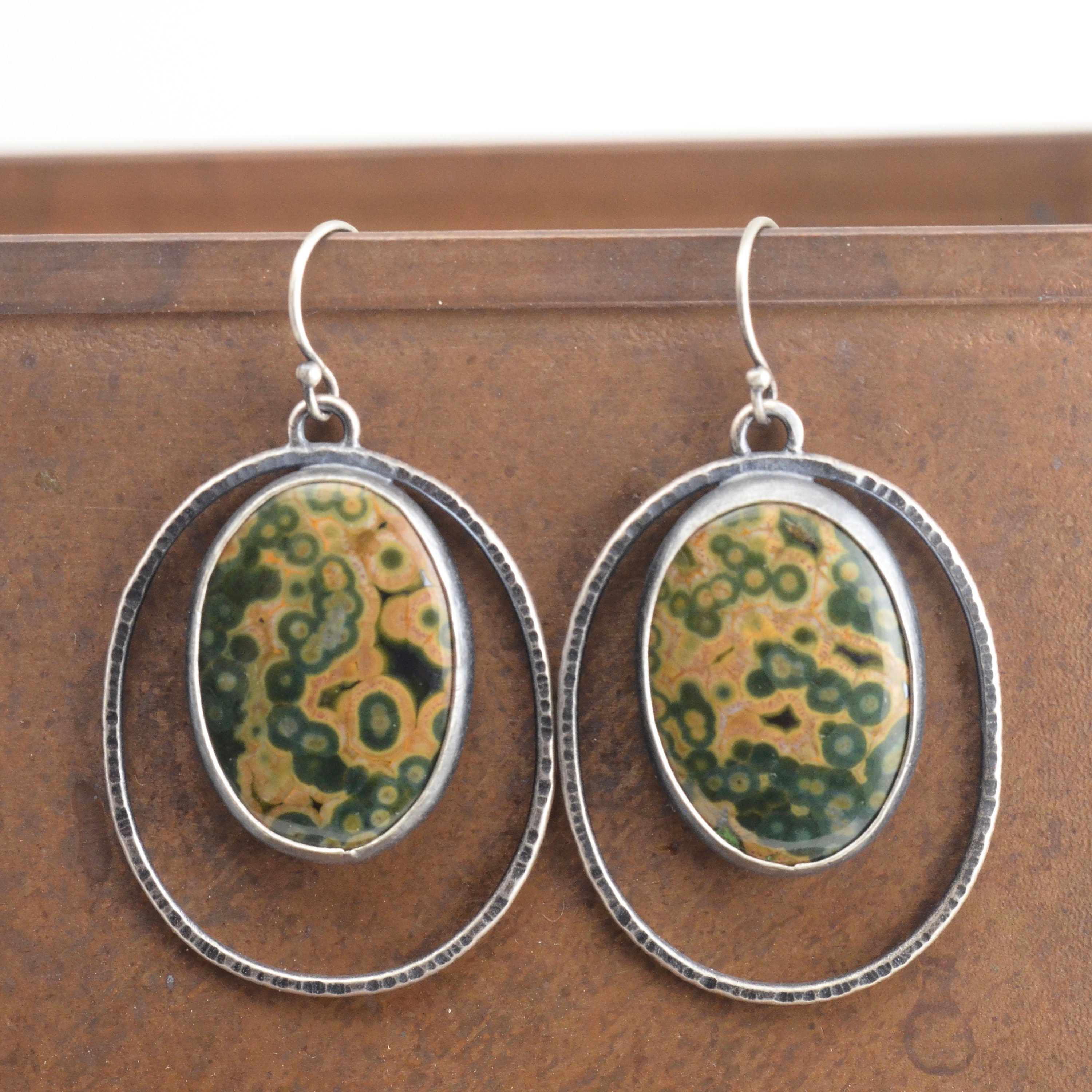 Ocean Jasper Sterling Silver Earrings