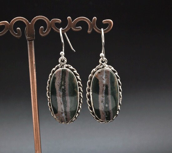 Sterling Silver Ocean Jasper Earrings
