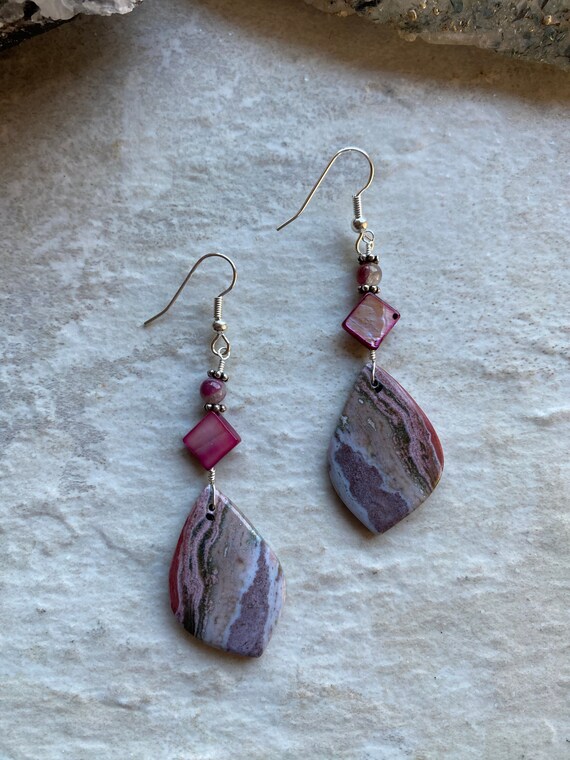 Ocean Jasper Sterling Silver  Earrings - Handmade Ooak Earrings