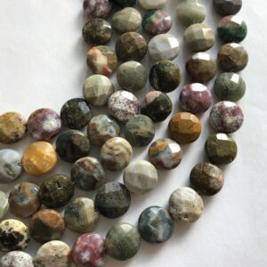 Ocean Jasper 14x6mm Faceted Coin Natural Gemstone Bead--15.5 inch strand Ocean Jasper 14x6mm Faceted Coin Natural Gemstone Bead--15.5 inch strand
