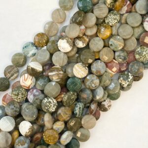 Ocean Jasper 16x7mm Faceted Coin Natural Gemstone Bead -15.5 inch strand Ocean Jasper 16x7mm Faceted Coin Natural Gemstone Bead -15.5 inch strand