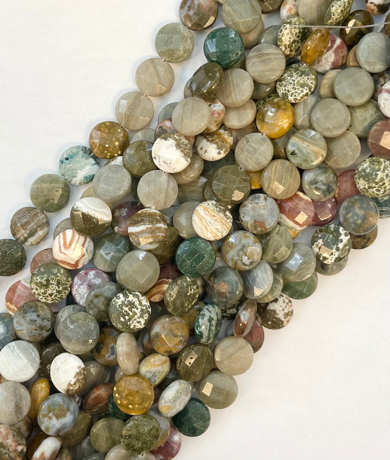Ocean Jasper 16x7mm Faceted Coin Natural Gemstone Bead -15.5 Inch Strand Ocean Jasper 16x7mm Faceted Coin Natural Gemstone Bead -15.5 Inch Strand