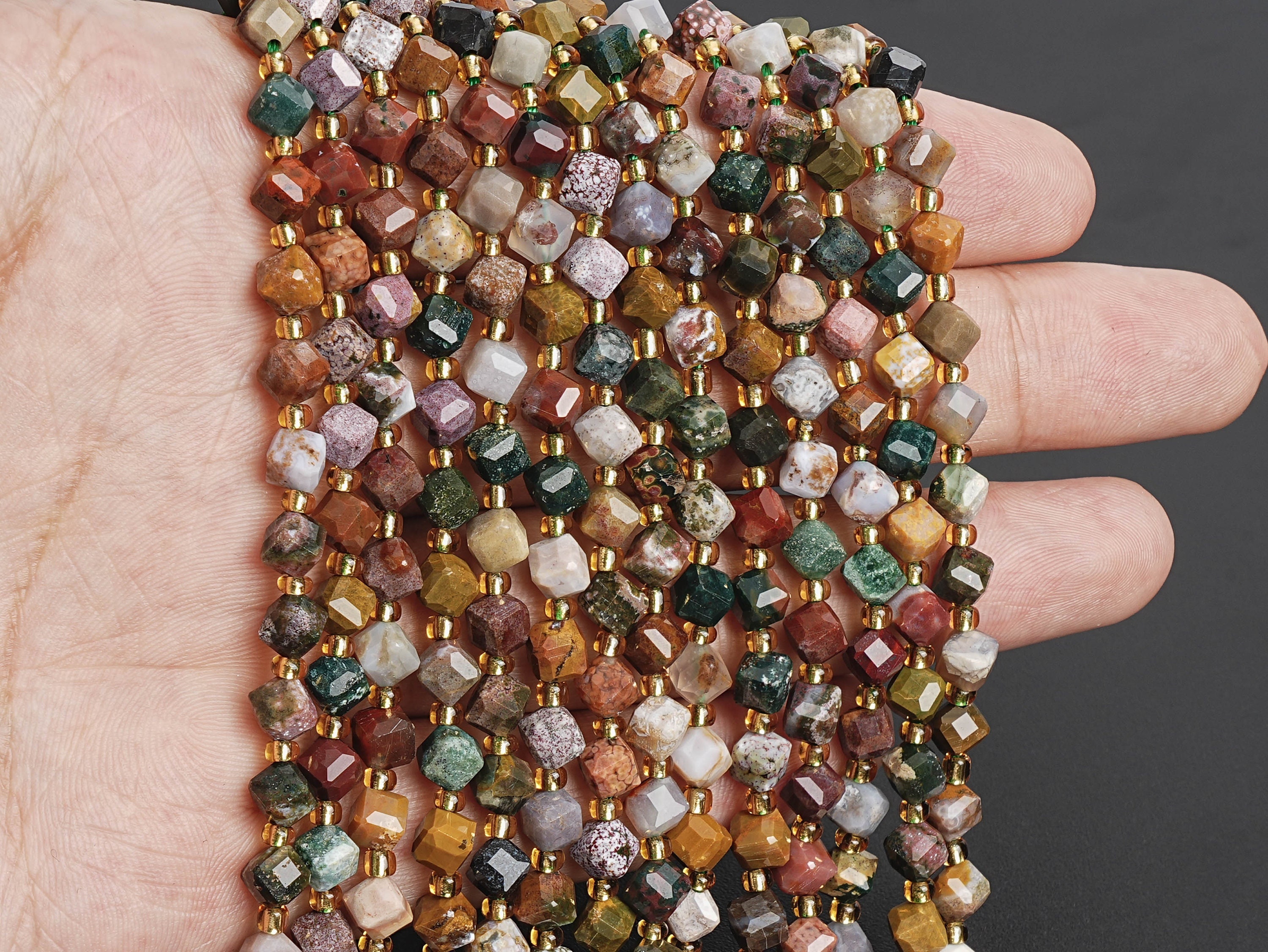 6mm Multicolor Ocean Jasper Beads Grade Aaa Genuine Natural Gemstone Faceted Cube Loose Beads 15"/7.5" Bulk Lot Options (126566)