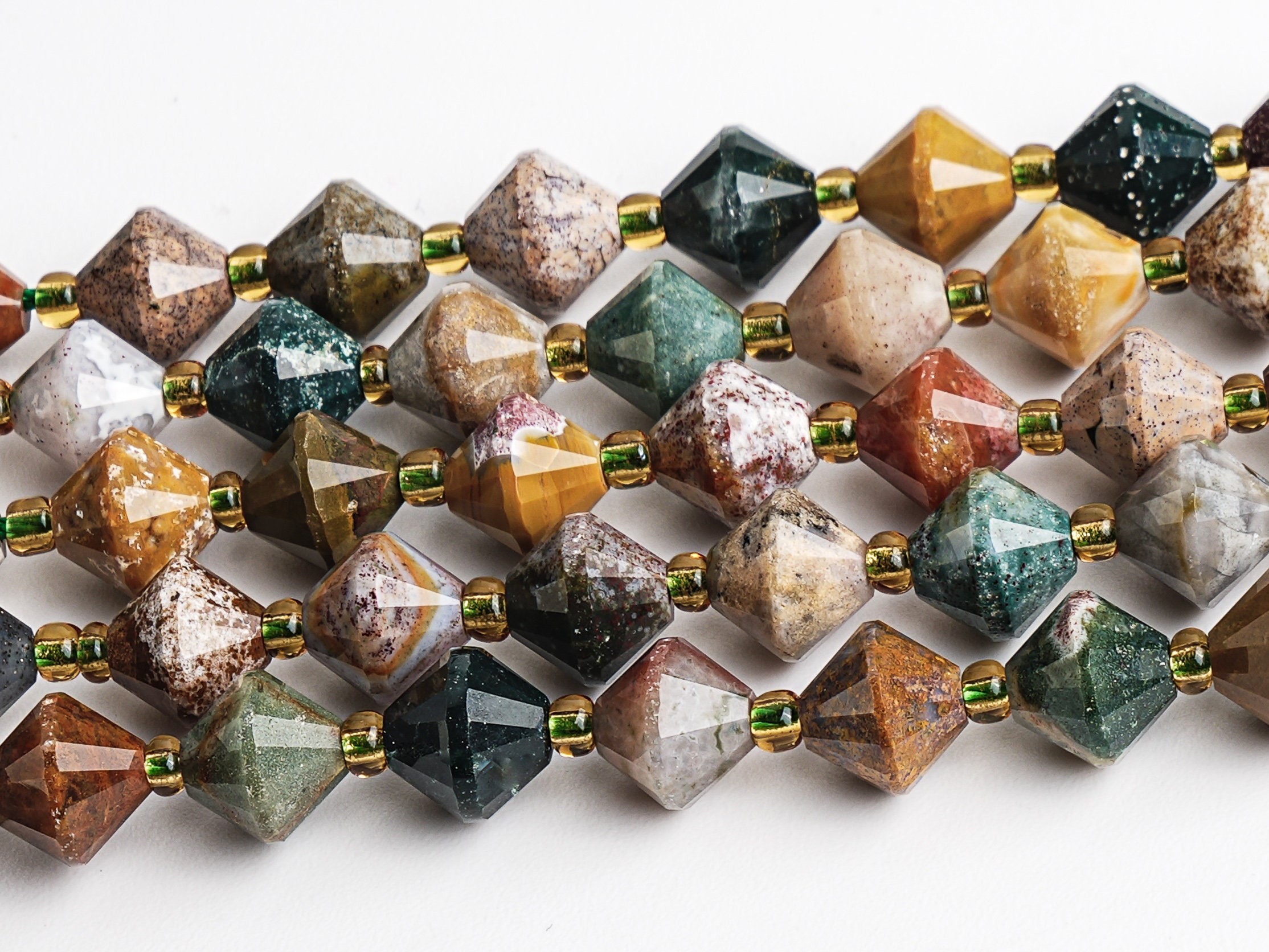 8mm Multicolor Ocean Jasper Beads Grade Aa Genuine Natural Gemstone Bicone Faceted Loose Beads 15"/7.5" Bulk Lot Options(126706)