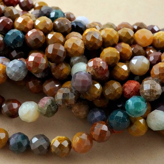 Ocean Jasper Beads (round)(faceted)(4mm)(6mm)(8mm)(16"strand)