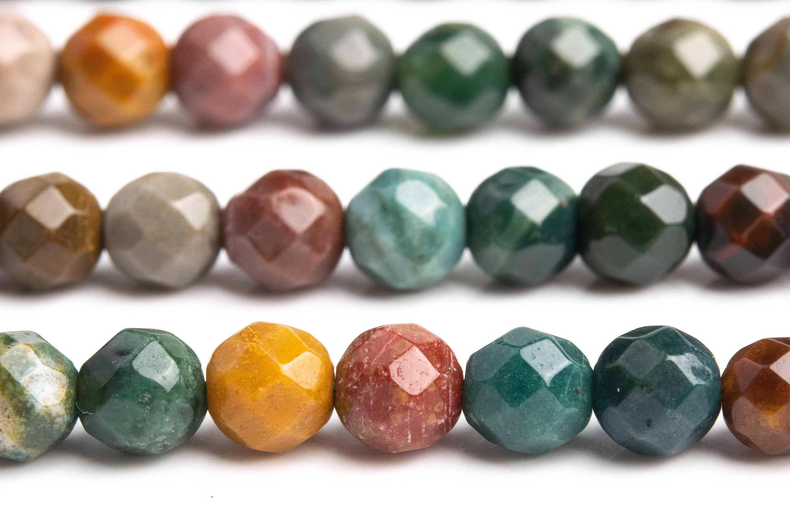 Genuine Natural Ocean Jasper Gemstone Beads 4mm Multicolor Faceted Round Aaa Quality Loose Beads (109952)