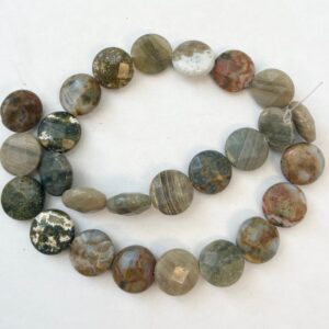 natural ocean jasper 16x6mm faceted flat coin gemstone beads--15.5" natural ocean jasper 16x6mm faceted flat coin gemstone beads--15.5"