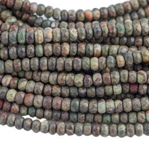 Natural Ocean Jasper High Quality in Faceted Roundel, 6 and 8mm- Full 15.5 Inch Strand-Full Strand 15.5 inch Strand Gemstone Beads Natural Ocean Jasper High Quality in Faceted Roundel, 6 and 8mm- Full 15.5 Inch Strand-Full Strand 15.5 inch Strand Gemstone Beads
