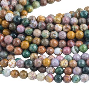Natural Ocean Jasper High Quality in Faceted Round 6mm, 8mm, 10mm, 12mm -Full Strand 15.5 inch Strand Gemstone Beads