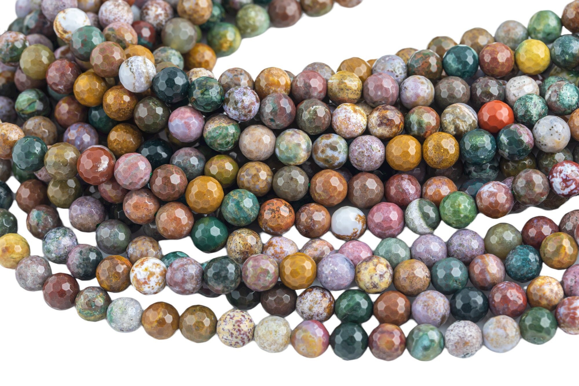 Natural Ocean Jasper High Quality In Faceted Round 6mm, 8mm, 10mm, 12mm -full Strand 15.5 Inch Strand Gemstone Beads Natural Ocean Jasper High Quality In Faceted Round 6mm, 8mm, 10mm, 12mm -full Strand 15.5 Inch Strand Gemstone Beads