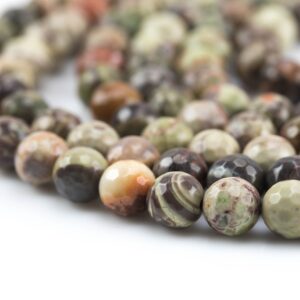 Natural New Ocean Jasper High Quality in Faceted Round 8mm, 10mm, 12mm- Wholesale Pricng- Full 15.5 Inch Strand Gemstone Beads
