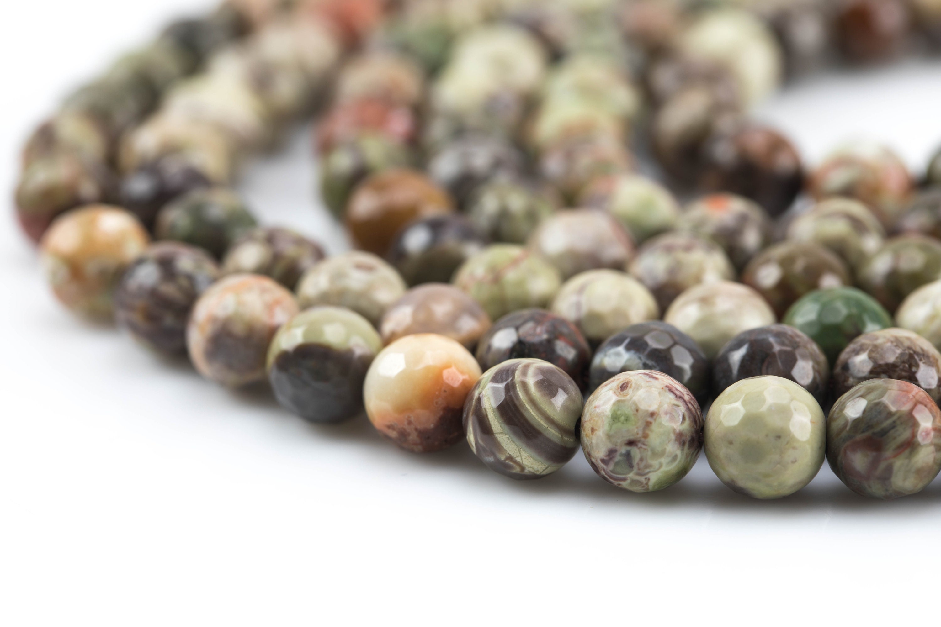 Natural New Ocean Jasper High Quality In Faceted Round 8mm, 10mm, 12mm- Wholesale Pricng- Full 15.5 Inch Strand Gemstone Beads Natural New Ocean Jasper High Quality In Faceted Round 8mm, 10mm, 12mm- Wholesale Pricng- Full 15.5 Inch Strand Gemstone Beads