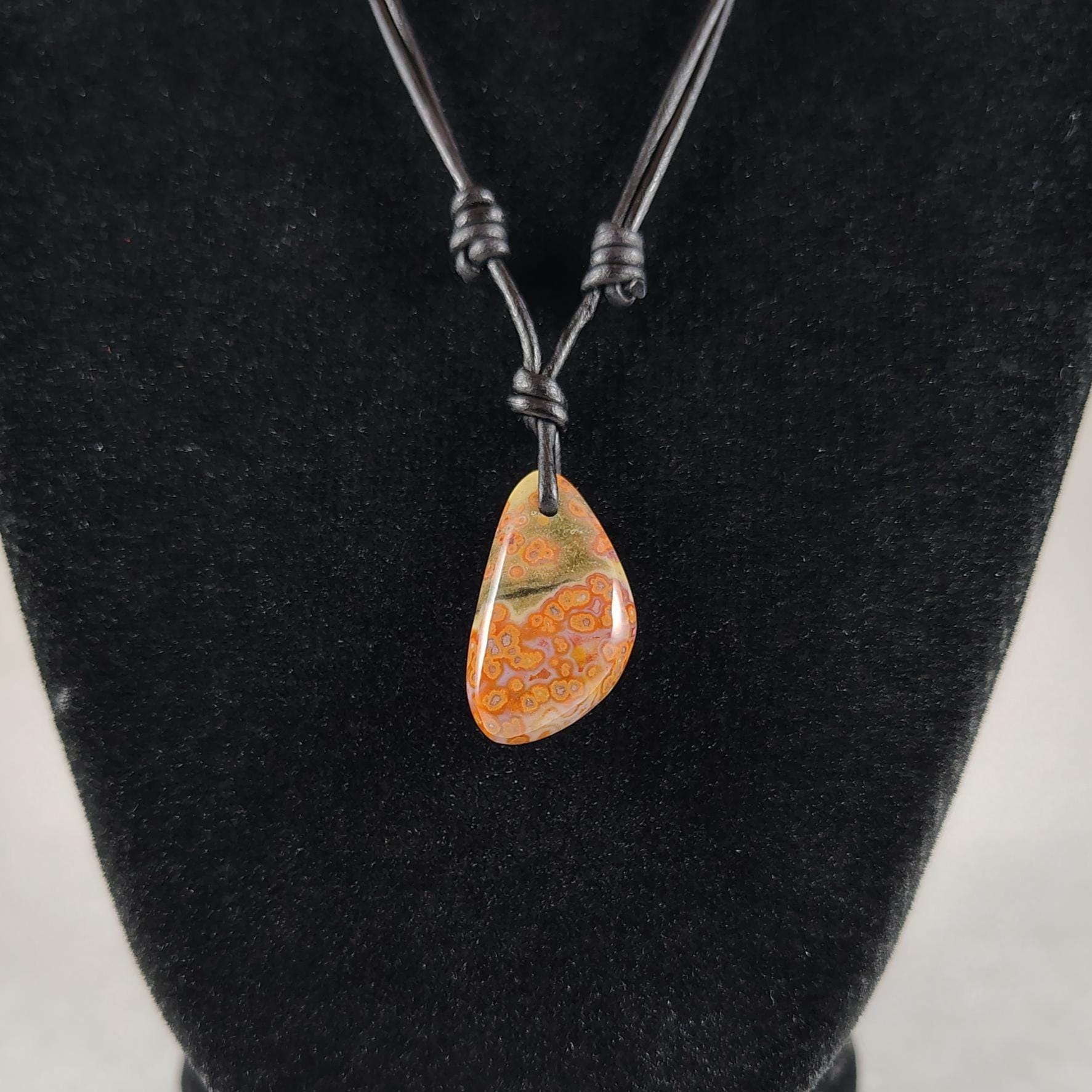 Ocean Jasper Adjustable Leather Necklace Handmade By Chris Hay Ocean Jasper Adjustable Leather Necklace Handmade By Chris Hay